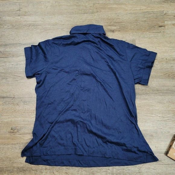 Vintage King Louie Polo T-Shirt Blue Solid Collared Short Sleeve 90s Cotton Mens - Picture 7 of 7